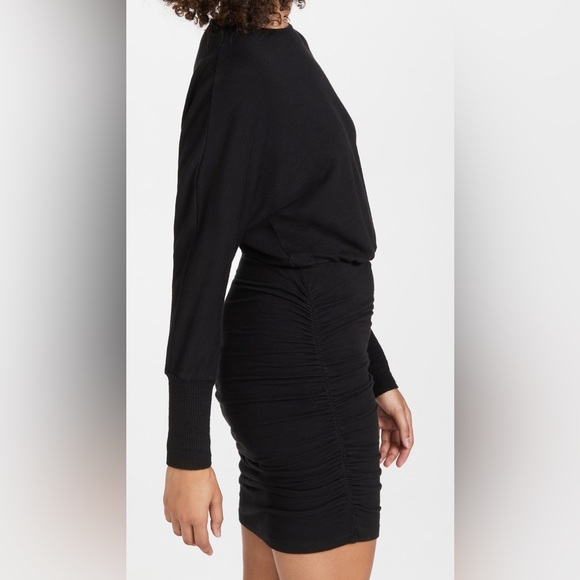 MONROW NWT SUPER SOFT OPEN BACK SHIRRED DRESS BLACK XS REVOLVE - Picture 8 of 11